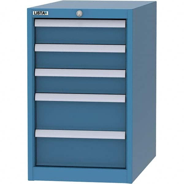 LISTA - 5 Drawer, 45 Compartment Bright Blue Steel Modular Storage Cabinet - USA Tool & Supply