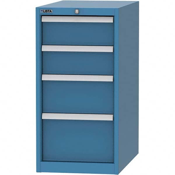 LISTA - 4 Drawer, 45 Compartment Bright Blue Steel Modular Storage Cabinet - USA Tool & Supply