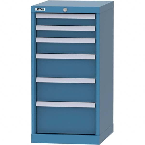 LISTA - 6 Drawer, 216 Compartment Bright Blue Steel Modular Storage Cabinet - USA Tool & Supply