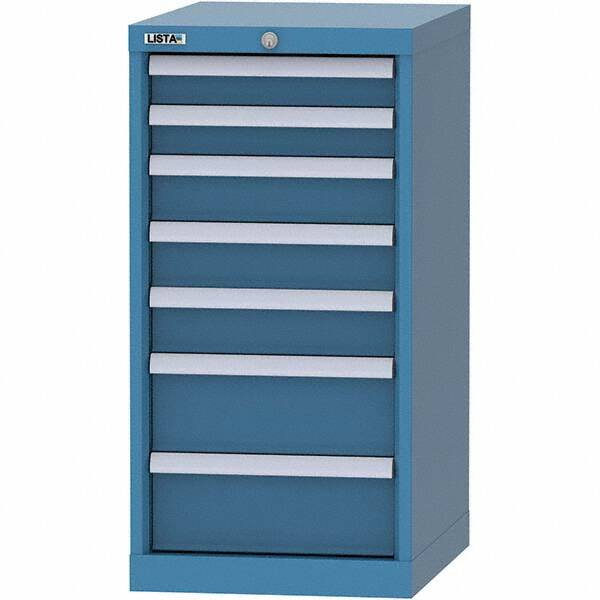 LISTA - 7 Drawer, 216 Compartment Bright Blue Steel Modular Storage Cabinet - USA Tool & Supply