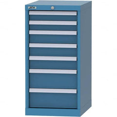 LISTA - 7 Drawer, 216 Compartment Bright Blue Steel Modular Storage Cabinet - USA Tool & Supply