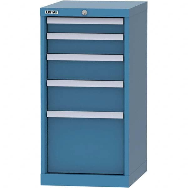 LISTA - 5 Drawer, 216 Compartment Bright Blue Steel Modular Storage Cabinet - USA Tool & Supply