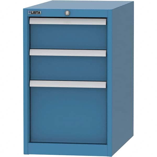 LISTA - 3 Drawer, 45 Compartment Bright Blue Steel Modular Storage Cabinet - USA Tool & Supply