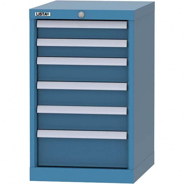 LISTA - 6 Drawer, 216 Compartment Bright Blue Steel Modular Storage Cabinet - USA Tool & Supply