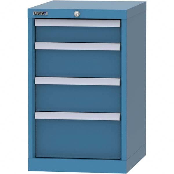 LISTA - 4 Drawer, 216 Compartment Bright Blue Steel Modular Storage Cabinet - USA Tool & Supply