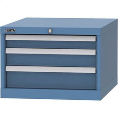 LISTA - 3 Drawer, 99 Compartment Bright Blue Steel Modular Storage Cabinet - USA Tool & Supply