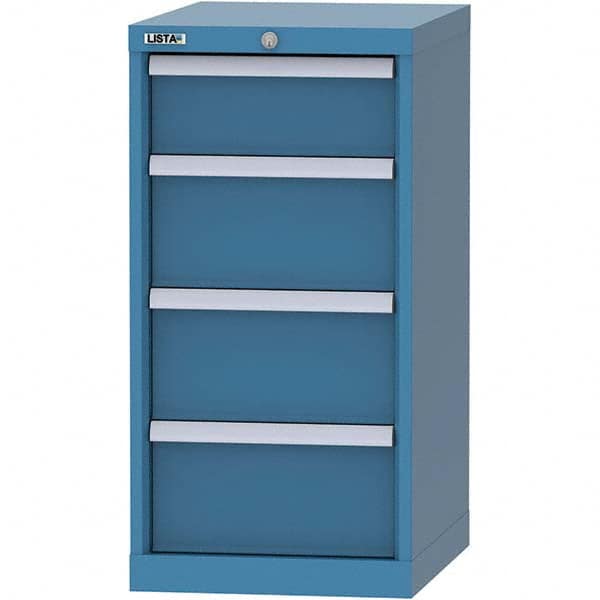 LISTA - 4 Drawer, 216 Compartment Bright Blue Steel Modular Storage Cabinet - USA Tool & Supply