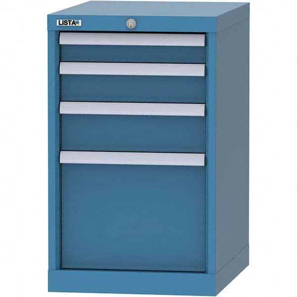 LISTA - 4 Drawer, 216 Compartment Bright Blue Steel Modular Storage Cabinet - USA Tool & Supply