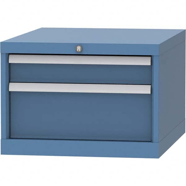 LISTA - 2 Drawer, 99 Compartment Bright Blue Steel Modular Storage Cabinet - USA Tool & Supply