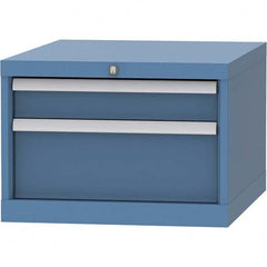 LISTA - 2 Drawer, 99 Compartment Bright Blue Steel Modular Storage Cabinet - USA Tool & Supply