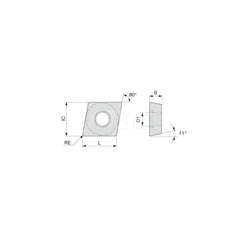 Turning Insert:  CPGT090302L-W20 TH10,  Solid Carbide Uncoated Finish,  Left Hand,  80.0 &deg N/A Diamond,  Series  CPGT