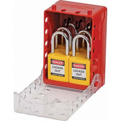 1 8-Piece Kit 2.7″ Deep x 4″ Wide x 5.7″ High Portable & Wall Mount Group Lockout Box Yellow, 12 Padlocks