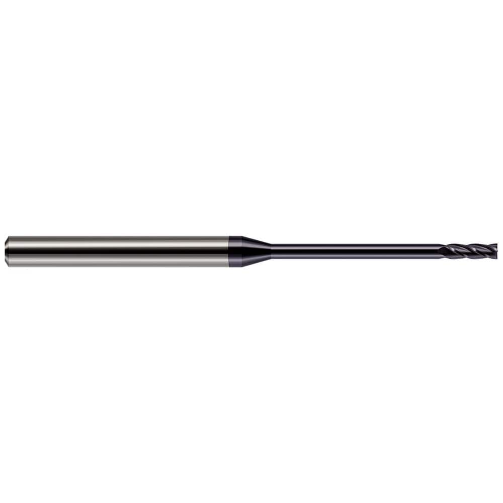 Square End Mill: 1/32'' Dia, 3/32'' LOC, 1/8'' Shank Dia, 1-1/2'' OAL, 4 Flutes, Solid Carbide Single End, AlTiN Finish, 30 ° Helix, Centercutting, RH Cut, RH Flute