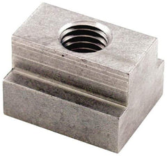 Jergens - 1/2-13 Tapped Through T Slot Nut - 5/8" Slot Width, 1 x 3/8" Base Width x Height, 1-1/4 x 3/4" Overall Length x Height - USA Tool & Supply