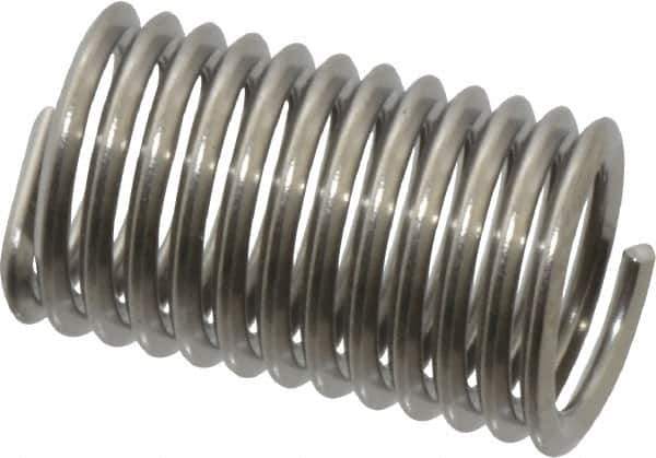 Heli-Coil - M6x1.00 Metric Coarse, 15mm OAL, Free Running Helical Insert - 12-1/8 Free Coils, Tanged, 304 Stainless Steel, Bright Finish, 2-1/2D Insert Length - USA Tool & Supply