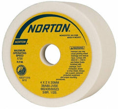 Norton - 4" Diam, 20mm Hole Size, 2" Overall Thickness, 80 Grit, Type 6 Tool & Cutter Grinding Wheel - Medium Grade, Aluminum Oxide, J Hardness, Vitrified Bond, 5,730 RPM - USA Tool & Supply