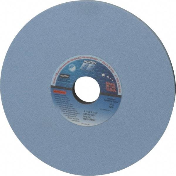 Norton - 8" Diam x 1-1/4" Hole x 1/2" Thick, K Hardness, 80 Grit Surface Grinding Wheel - Ceramic, Type 1, Medium Grade, 3,600 Max RPM, Vitrified Bond, No Recess - USA Tool & Supply