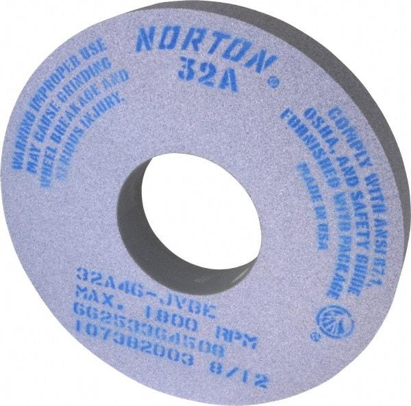 Norton - 14" Diam x 5" Hole x 2" Thick, J Hardness, 46 Grit Surface Grinding Wheel - Aluminum Oxide, Type 1, Coarse Grade, 1,800 Max RPM, Vitrified Bond, No Recess - USA Tool & Supply