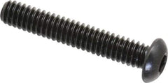 Made in USA - 1/4-20 UNC Hex Socket Drive, Button Screw - Alloy Steel, Black Oxide Finish, Fully Threaded, 1-1/2" Length Under Head - USA Tool & Supply