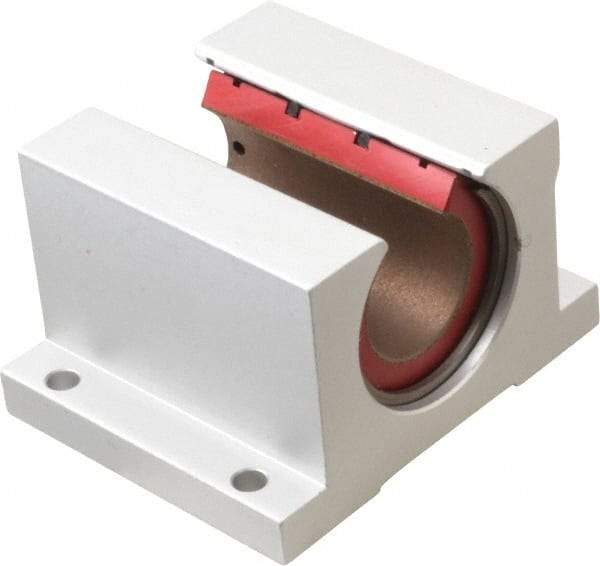 Pacific Bearing - 1" ID, 3-1/4" OAW x 2.813" OAL x 10.5mm OAH Open Pillow Block - 3,525 Lb Static Cap, 2-7/8" Btw Mnt Hole Ctrs, 1.187" Base-to-Ctr Ht, Aluminum - USA Tool & Supply