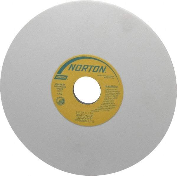 Norton - 8" Diam x 1-1/4" Hole x 1/4" Thick, K Hardness, 150 Grit Surface Grinding Wheel - Aluminum Oxide, Type 1, Very Fine Grade, 3,600 Max RPM, Vitrified Bond, No Recess - USA Tool & Supply