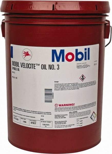 Mobil - 5 Gal Pail Mineral Spindle Oil - ISO 2, 2.1 cSt at 40°C & 0.95 cSt at 100°C - USA Tool & Supply