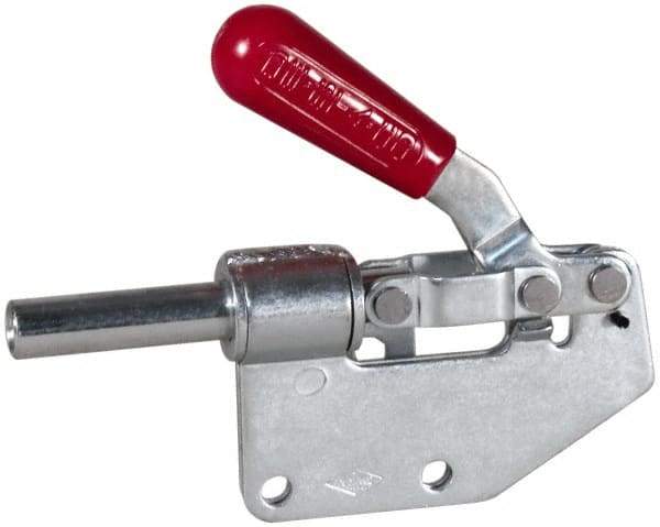 De-Sta-Co - 299 Lb Load Capacity, Straight Base, Carbon Steel, Standard Straight Line Action Clamp - 2 Mounting Holes, 0.27" Mounting Hole Diam, 0.44" Plunger Diam, Straight Handle - USA Tool & Supply