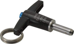 Jergens - 1/4" Diam, 1/2" Usable Length, T Handle, Push Button Quick Release Pin - 2" Overall Length, Grade 17-4 Stainless Steel, Passivated Finish - USA Tool & Supply