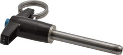 Jergens - 1/4" Diam, 1-1/2" Usable Length, T Handle, Push Button Quick Release Pin - 3" Overall Length, Grade 17-4 Stainless Steel, Passivated Finish - USA Tool & Supply