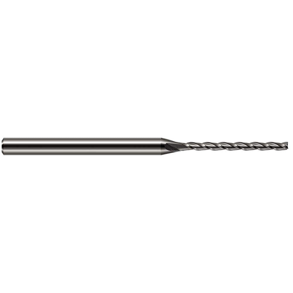 Square End Mill: 1/4'' Dia, 3'' LOC, 1/4'' Shank Dia, 6'' OAL, 4 Flutes, Solid Carbide Single End, Uncoated, 30 ° Helix, Centercutting, RH Cut, RH Flute