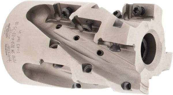 Iscar - 12 Inserts, 2" Cut Diam, 3/4" Arbor Diam, 2.1" Max Depth of Cut, Indexable Square-Shoulder Face Mill - 0° Lead Angle, 3.15" High, P290 AC.T 1806.. Insert Compatibility, Through Coolant, Series MillShred - USA Tool & Supply