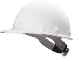 Fibre-Metal - ANSI Type I, Class G Rated, 8-Point, Ratchet Adjustment Hard Hat - Size 6-1/2 to 8, White, Standard Brim - USA Tool & Supply