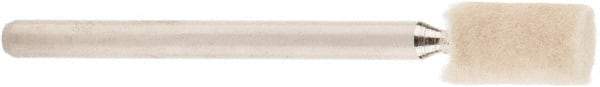 Value Collection - 1/4" Diam, 1/8" Shank Diam, Cylinder Shaped Mounted Bob - Medium Density, 3/8" Head Length, 2" Shank Length, Wool Felt - USA Tool & Supply