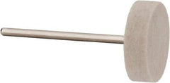 Value Collection - 7/8" Diam, 3/32" Shank Diam, Wheel Shaped Mounted Bob - Hard Density, 1/4" Head Length, 2" Shank Length, Wool Felt - USA Tool & Supply