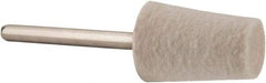 Value Collection - 1/2" Diam, 1/8" Shank Diam, Cone Shaped Mounted Bob - Medium Density, 3/4" Head Length, 2" Shank Length, Wool Felt - USA Tool & Supply