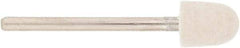 Value Collection - 3/8" Diam, 1/8" Shank Diam, Oval Shaped Mounted Bob - Hard Density, 1/2" Head Length, 2" Shank Length, Wool Felt - USA Tool & Supply