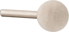 Value Collection - 1" Diam, 1/4" Shank Diam, Ball Shaped Mounted Bob - Medium Density, 1" Head Length, 2" Shank Length, Wool Felt - USA Tool & Supply