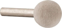 Value Collection - 3/4" Diam, 1/4" Shank Diam, Ball Shaped Mounted Bob - Medium Density, 3/4" Head Length, 2" Shank Length, Wool Felt - USA Tool & Supply