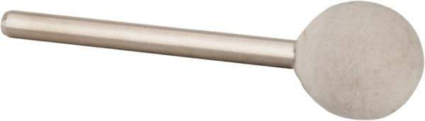 Value Collection - 1/2" Diam, 1/8" Shank Diam, Ball Shaped Mounted Bob - Rock Hard Density, 1/2" Head Length, 2" Shank Length, Wool Felt - USA Tool & Supply