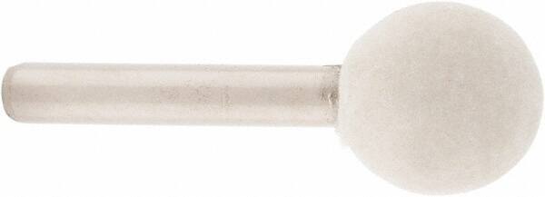 Value Collection - 3/4" Diam, 1/4" Shank Diam, Ball Shaped Mounted Bob - Rock Hard Density, 3/4" Head Length, 2" Shank Length, Wool Felt - USA Tool & Supply