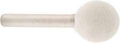 Value Collection - 3/4" Diam, 1/4" Shank Diam, Ball Shaped Mounted Bob - Rock Hard Density, 3/4" Head Length, 2" Shank Length, Wool Felt - USA Tool & Supply