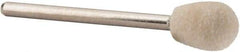 Value Collection - 3/8" Diam, 1/8" Shank Diam, Oval Shaped Mounted Bob - Medium Density, 1/2" Head Length, 2" Shank Length, Wool Felt - USA Tool & Supply