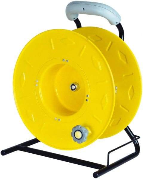 Value Collection - 12 AWG, 100' Cable Length, Cord & Cable Reel without Cable - 0 Outlets, NEMA 5-15R, 15 Amps, SO Cable, Yellow Reel - USA Tool & Supply