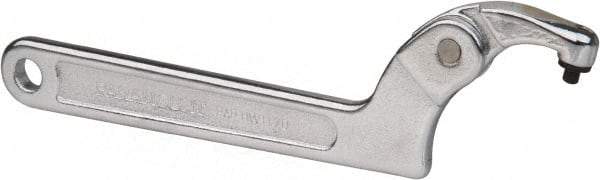 Paramount - 1-1/4" to 3" Capacity, Adjustable Pin Spanner Wrench - 8-1/8" OAL, 3/16" Hook Pin Height - USA Tool & Supply