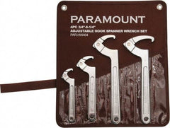 Paramount - 3/4" to 6-1/4" Capacity, Adjustable Hook Spanner Wrench Set - 6-3/8" OAL - USA Tool & Supply
