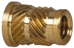 E-Z LOK - 1/4" Drill, 10 32 UNF, 0.278" Diam, Brass Headed Heat Installed Threaded Insert - 1/4" Hole, 0.418" OAL x 0.043" High, 5/16" Head Diam - USA Tool & Supply