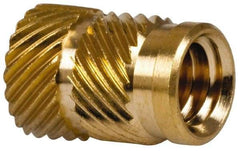 E-Z LOK - 5/16" Drill, 1/4 20 UNC, 0.341" Diam, Brass Headed Heat Installed Threaded Insert - 0.315" Hole, 0.341" OAL x 0.053" High, 3/8" Head Diam - USA Tool & Supply