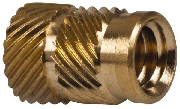 E-Z LOK - 5/16" Drill, 1/4 20 UNC, 0.341" Diam, Brass Unheaded Heat Installed Threaded Insert - 0.315" Hole, 1/2" OAL - USA Tool & Supply