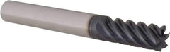 Iscar - 3/8", 7/8" LOC, 3/8" Shank Diam, 3" OAL, 6 Flute, Solid Carbide Square End Mill - Single End, TiAlN Finish, Spiral Flute, 45° Helix, Right Hand Cut, Right Hand Flute - USA Tool & Supply