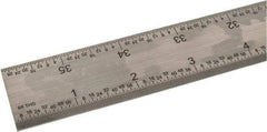 SPI - 36" Long, 1/100, 1/64, 1/50, 1/32" Graduation, Rigid Steel Rule - 16R Graduation Style, 1-1/4" Wide, Silver, Satin Chrome Finish - USA Tool & Supply